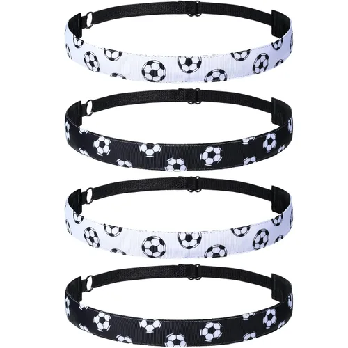 Miniatura 9 de SATINIOR 4 diademas de fútbol antideslizantes para niña, ajustable, color negro, azul, rosa y azul claro