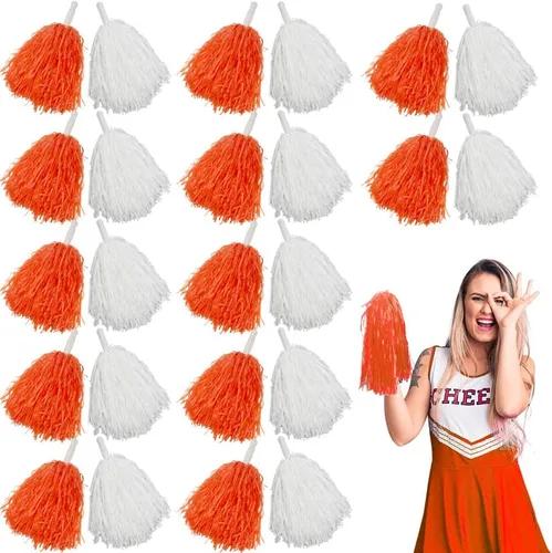 Miniatura 16 de Lovecheer 24 pompones de plástico de animadora con asa para animadoras deportivas y bailar Rosa