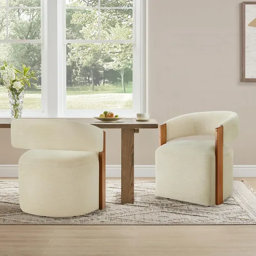 Miniatura 16 de KISLOT Juego de 4 sillas de comedor tapizadas, sillas de comedor modernas con ruedas, sillón de madera lateral de cocina con asiento de cojín