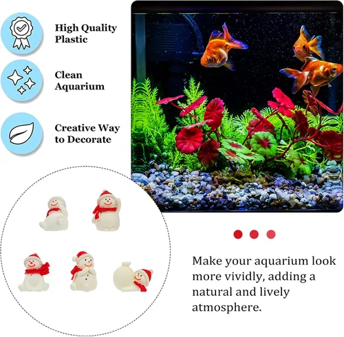 Miniatura 8 de balacoo 5 piezas de resina de muñeco de nieve de Navidad decoración de acuario elegante pecera paisajismo adorno para decoración de vacaciones