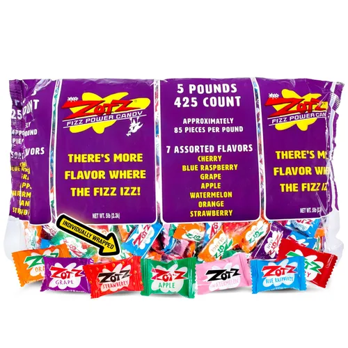 Miniatura 9 de Zotz Caramelos efervescentes a granel (surtidos, 46 unidades) - Caramelo duro envuelto individualmente - Surtido de 3 sabores de frutas, cereza