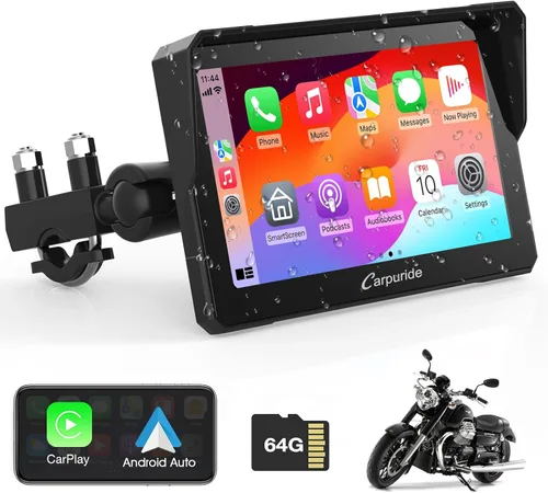 Miniatura 9 de Carpuride W502 motocicleta GPS inalámbrico portátil Carplay/Android Auto impermeable coche estéreo, 5 "IPS pantalla táctil con doble Bluetooth