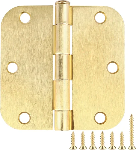 Miniatura 18 de Paquete de 12 bisagras redondeadas para puerta, con radio de 5/8 de pulgada, negro mate, 3.5 x 3.5 pulgadas Negro mate redondeado