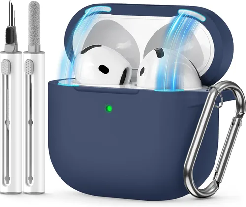Miniatura 13 de Funda para AirPods 4 2024, viene con kit de limpieza, funda protectora de silicona suave para fundas Apple AirPods de 4ª generación con llavero