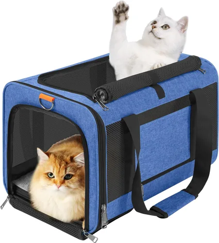 Miniatura 11 de GAPZER Transportador de mascotas para gatos grandes de 20 libras + / Transportín de lados suaves para perros pequeños de 12 libras, jaula de viaje