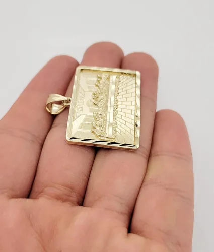 Miniatura 3 de AMZ Jewelry Dije de oro de 10 quilates para la última cena con marco de corte de diamante para la última cena Hip Hop, Oro, No hay gema