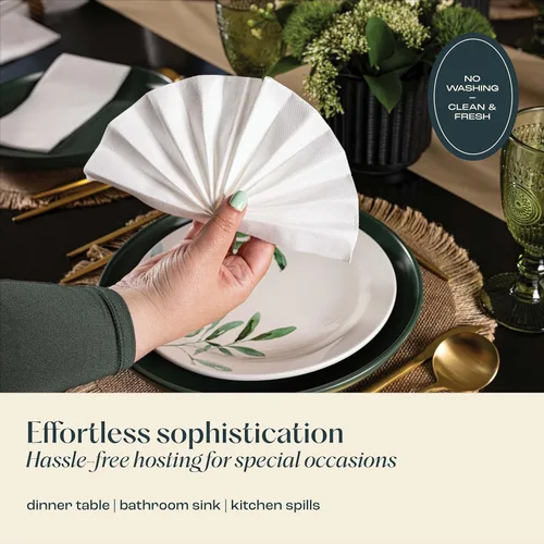 Miniatura 6 de Paquete de 200 toallas desechables de lino para invitados, 12 x 17 pulgadas, servilletas de baño de mano, hechas en Estados Unidos, servilletas
