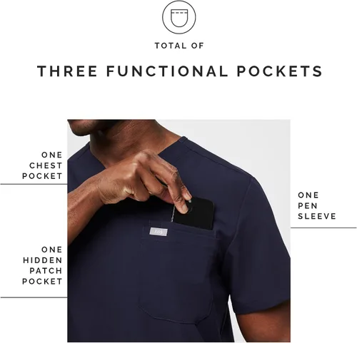 Miniatura 5 de Camiseta quirúrgica Figs Leon, de dos bolsillos, a medida, súper suave, antiarrugas, para hombre