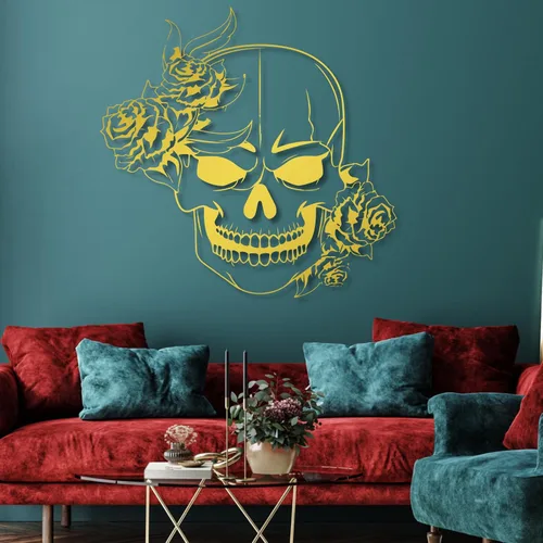 Miniatura 3 de Arte de pared de metal de calavera de azúcar, arte de pared de metal de calavera, decoración de pared de metal gótico, arte de pared de metal
