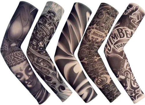 Falsas mangas temporales de tatuaje resbalón en el brazo protector solar cuerpo arte brazo medias