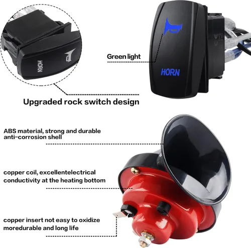 Miniatura 4 de Kit de bocina fuerte para UTV, kit de bocina RZR con interruptor basculante de 12V para Polaris RZR Ranger, PRO XP, Can Am, hasta 2021