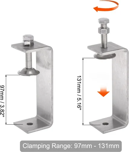 Miniatura 3 de uxcell Abrazadera en C de acero inoxidable con apertura de mandíbula de 5.512 in de ancho para carpintería Soldadura Edificio Montaje doméstico