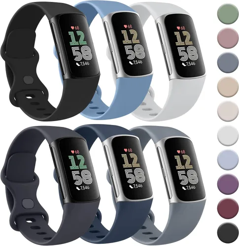 Miniatura 13 de Tobfit Paquete de 6 correas deportivas compatibles con Fitbit Charge 6/Fitbit Charge 5 para mujeres y hombres, correas de silicona suave