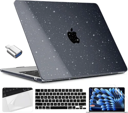 Miniatura 15 de TWOLSKOO Compatible con funda para MacBook Air M4 de 15 pulgadas versión 2025-2023 M4 A3241 M3 A3114 M2 A2941, carcasa rígida de plástico y Cristal