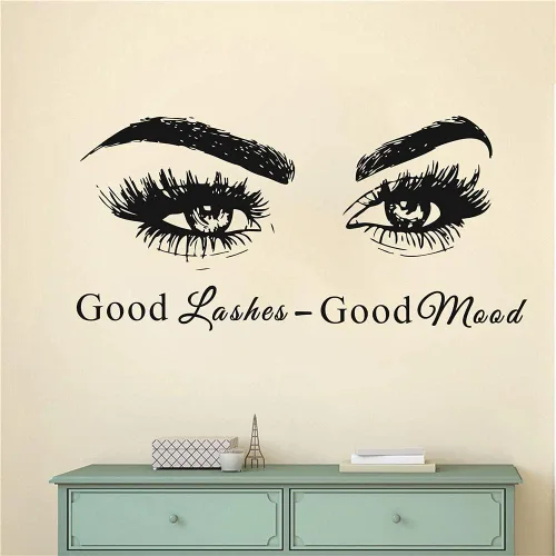 Miniatura 2 de Adhesivo para pared de ojos para decoración de interiores del hogar, pestañas de salón de belleza, pestañas para pared, calcomanía de cejas