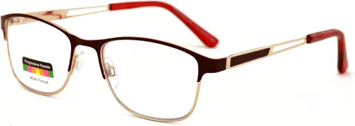 Miniatura 2 de Metal de las mujeres ninguna línea progresiva lente clara trifocal gafas de lectura con la capa antirreflectante Granate