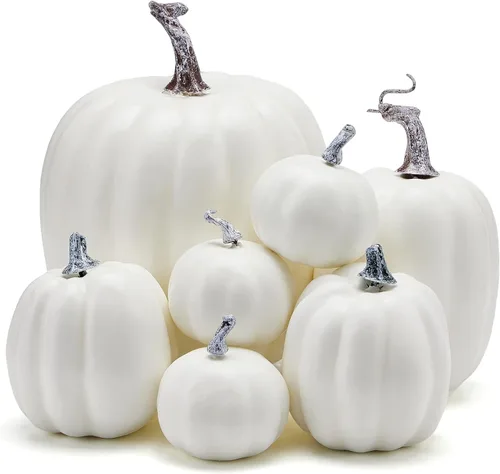 Miniatura 10 de 7 piezas de calabaza de simulación de Halloween para Halloween, artesanía artificial, cosecha de otoño, suministros de fiesta en el hogar