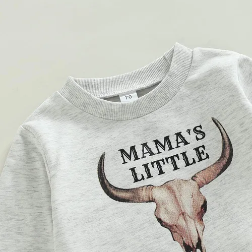 Miniatura 5 de AEEMCEM Conjunto de 2 piezas de sudadera con estampado de vaca y pantalones deportivos occidentales para niños pequeños para otoño e invierno