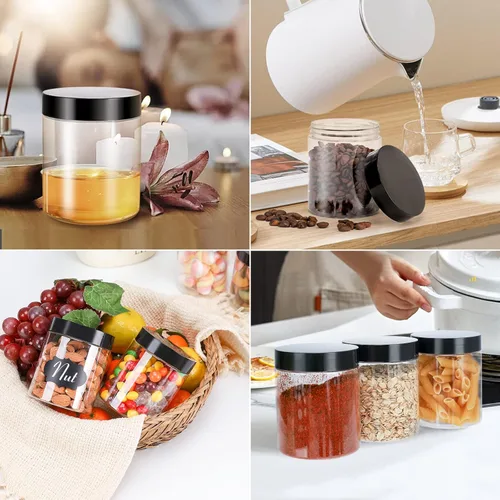 Miniatura 7 de Paquete de 40 frascos de plástico con tapas, Gencywe 8 oz recipientes transparentes para limo y cosméticos con bolígrafo y etiquetas, frascos