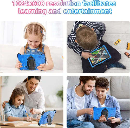 Miniatura 4 de Tableta infantil de 7 pulgadas, tableta para niños de 3 a 10 años, tableta de aprendizaje educativo Android 14, 10 GB de RAM+64 GB de ROM, controles