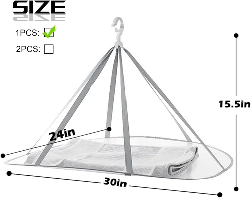 Miniatura 2 de Estante de secado de ropa plegable de malla de 1 nivel con fijación interna, apilable, estante portátil para colgar suéteres, camisetas, prendas