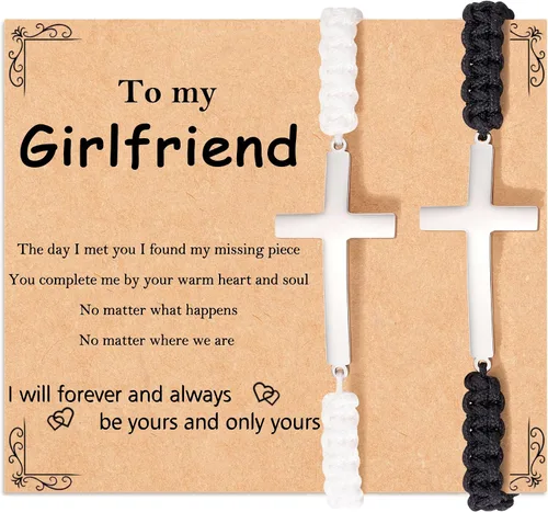 Miniatura 6 de Tarsus Pulseras cruzadas a juego para parejas, novio, marido, novia, esposa, hombres, mujeres, adultos, Pascua, Navidad, día de San Valentín