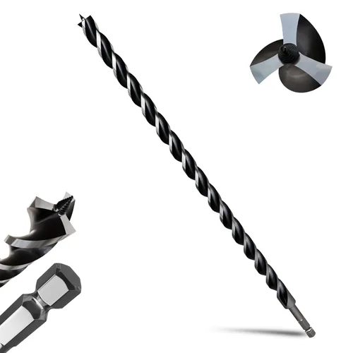 Miniatura 20 de 8 brocas profesionales de 12 pulgadas de largo para madera con vástago hexagonal de cambio rápido de 1/4 pulgadas (1/4-7/8 pulgadas), diseño de 3