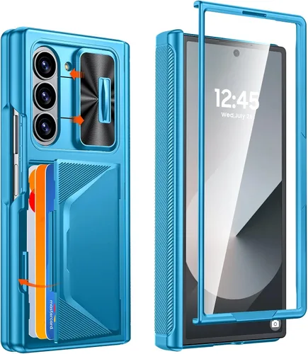 Miniatura 10 de CENMASO - Funda para Samsung Galaxy Z Fold 6 con soporte para bolígrafo S, tarjetero y cubierta para cámara deslizante, protección de bisagra