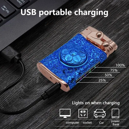 Miniatura 2 de GADATOP Encendedor eléctrico recargable, encendedor creativo personalizado por USB, encendedor mecedor, resistente al viento, encendedor sin llama