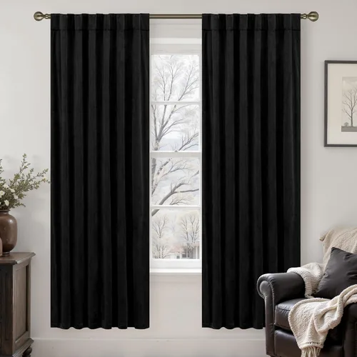 Miniatura 37 de LAMIT - Paneles de terciopelo beige para sala de estar de 72 pulgadas de largo, elegantes cortinas aisladas térmicamente e insonorizadas