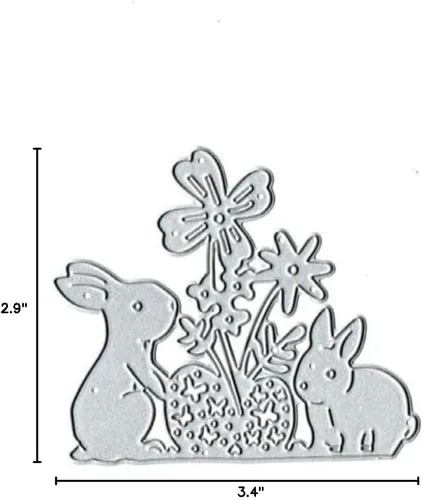 Troqueles de metal de conejitos de Pascua, conejitos de Pascua, conejitos de Pascua, plantillas cortadas, tarjetas de álbumes de recortes, troqueles