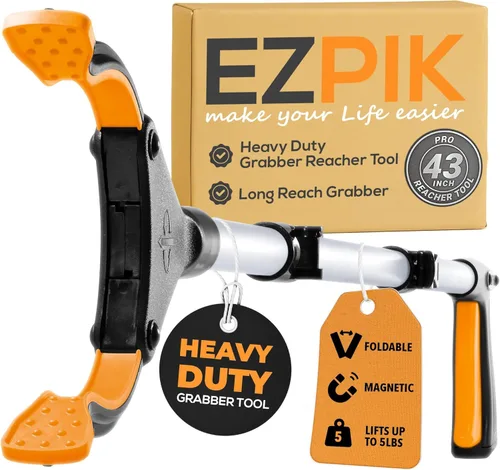 EZPIK Pro herramienta de agarre plegable de 43" para personas mayores - Herramienta de agarre para ancianos, herramienta de alcance resistente,