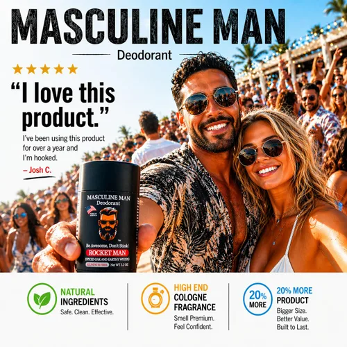 Miniatura 3 de Desodorante para hombres – Desodorante para hombre sin aluminio – Desodorantes naturales de tamaño de viaje – Protección contra el sudor