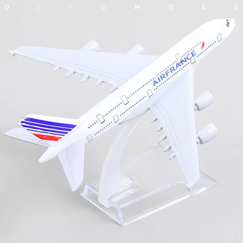Miniatura 4 de 1/400 Francia A380 Modelo Avión Modelo Metal Diecast Kit de modelo de avión para Airbus A380 (5.5 pulgadas L) con soporte de avión de exhibición E.
