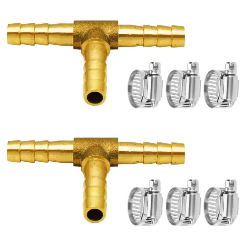 Miniatura 12 de Da by 3 unids 1/2" (12.5mm) Barb Splicer Mender Hose Latón Barb Fitting con 6 abrazaderas de tubo de acero inoxidable para agua/combustible/aire
