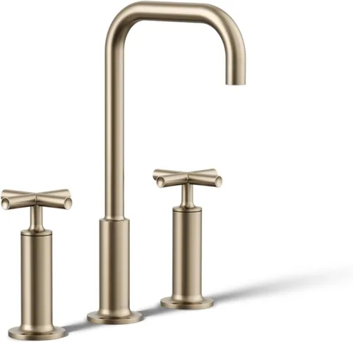 Miniatura 41 de KOHLER K-14408-4-2MB Purist - Grifo de lavabo de baño generalizado, 3 agujeros, manijas de palanca alta generalizadas y boquilla de cuello de cisne