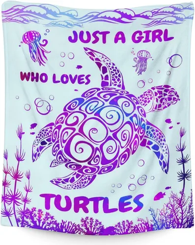 Miniatura 11 de Manta de tortuga para regalo, manta de 40 x 30 pulgadas, cálida, acogedora, suave, manta de regalo de tortuga marina para niñas y niños, decoración