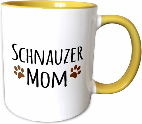 Miniatura 12 de 3dRose Schnauzer Dog Mom - Perro por raza - huellas marrones fangosas - amante de los perritos - orgulloso dueño de mascotas mama 11oz taza azul