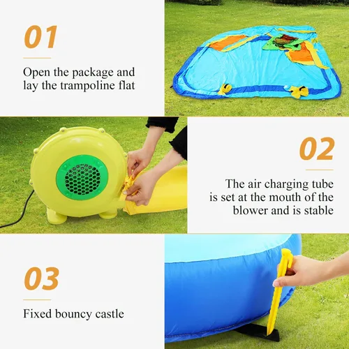 Miniatura 9 de AKEYDIY Toboganes acuáticos inflables, 8 en 1 estilo cocodrilo al aire libre parque acuático inflable con escalada, borde de baloncesto, piscina