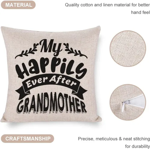 Miniatura 3 de Fundas de almohada de 16 x 16 pulgadas, decoración de granja con texto en inglés "My Happily Ever After Grandmother", fundas de cojín para el hogar