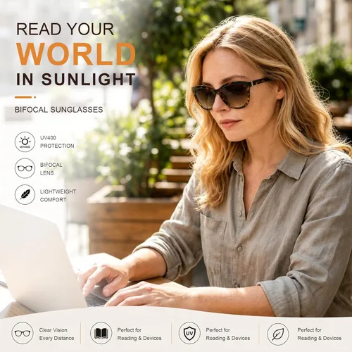Miniatura 2 de EASY READ Gafas de lectura bifocales para mujeres, lentes de sol de moda con protección UV400 (Graduación 2.50, Demi)
