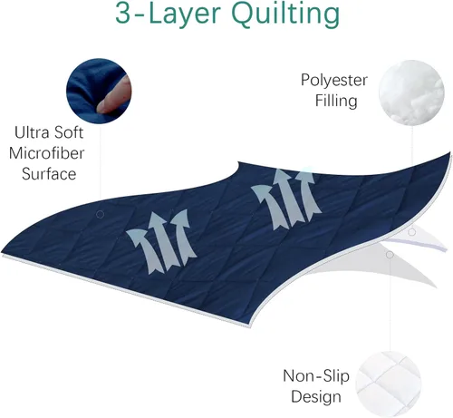 Miniatura 5 de Sábana para Regalo My Cuna Cama portátil para niños pequeños, cuna de viaje Joovy (solo sábana, cama no incluida), funda acolchada para cuna de Azul