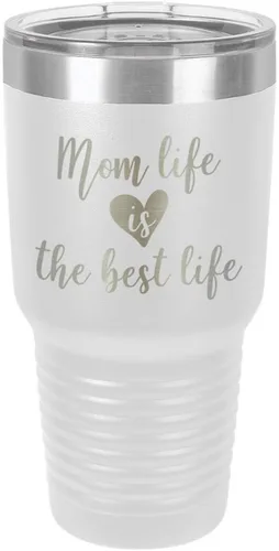 Miniatura 17 de Vaso grabado con texto en inglés "MOM LIFE IS THE BEST LIFE Engraved 30oz" grabado con láser en polvo de acero con revestimiento de polvo taza