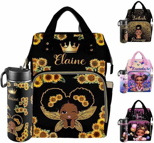 Miniatura 26 de Mochilas personalizadas con nombre personalizado para bebé, bolsa de pañales con monograma con bolsillos térmicos para adultos y niños, impermeable