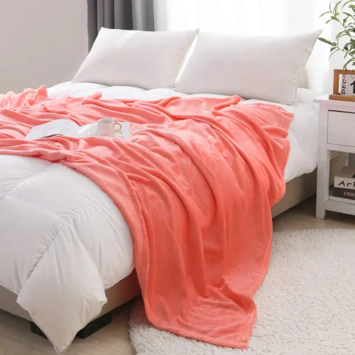 Miniatura 2 de NANPIPER manta decorativa gruesa y ultrasuave de microfelpa, para todas las estaciones, manta peluda de microfibra prémium para sofá y sillón, Coral