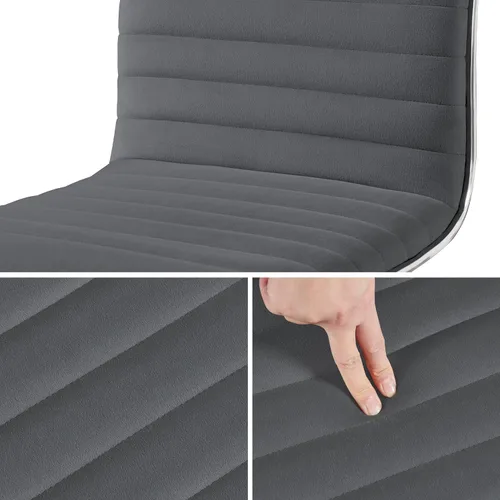 Miniatura 8 de Yaheetech Silla de oficina de terciopelo con respaldo bajo acanalada sin brazos y altura ajustable, giratoria para tareas, gris oscuro