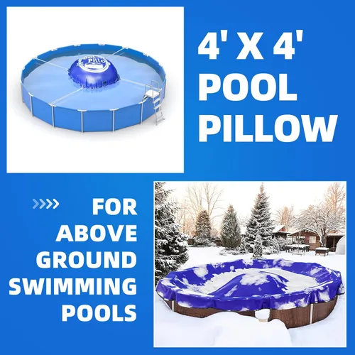 Miniatura 2 de Almohadas de piscina de 4 x 4 pies para piscina sobre el suelo, kit de cierre de invierno para cubierta de piscina de invierno, extra duraderas