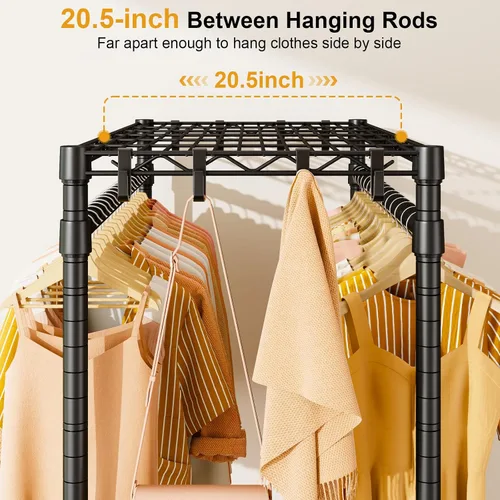 Miniatura 4 de ULIFHOME P7 - Perchero enrollable para ropa, estantes para colgar ropa, estante resistente para prendas con ruedas, estante de clóset portátil de 3
