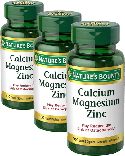 Nature's Bounty Cápsulas de calcio, magnesio y zinc, salud inmunológica y ósea, suplemento diario, 1000 mg de calcio, 400 mg de magnesio, 600 UI de