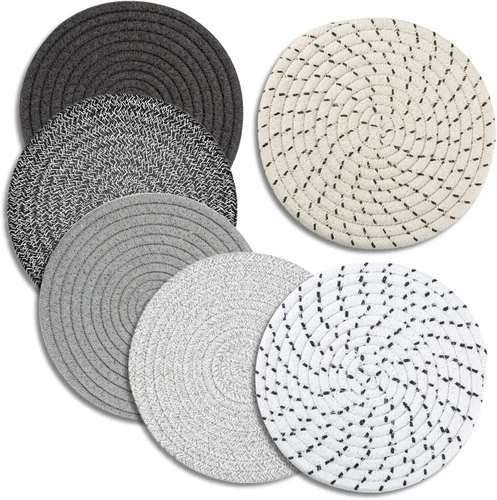 Salvamanteles para platos calientes, ollas y sartenes, almohadillas calientes de 8 pulgadas, 6 piezas, soportes para ollas para cocina, tapete Mezcla